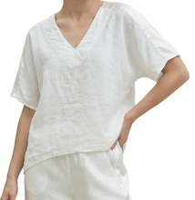 Lade das Bild in den Galerie-Viewer, Oversize Leinenshirt mit Satin Einsatz