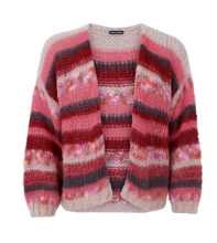 Lade das Bild in den Galerie-Viewer, Offener getragener Cardigan mit Mohair in berryfarben, Wunderwerk Oldenburg