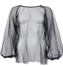 Lade das Bild in den Galerie-Viewer, Transparente schwarze Blusen mit Perlen Wunderwerk Oldenburg