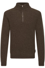 Lade das Bild in den Galerie-Viewer, Brauner Wollpullover mit kleinem Stehkragen und Zipper, Wunderwerk Oldenburg