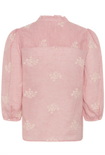 Lade das Bild in den Galerie-Viewer, Rote Schlupfbluse mit weißem Flowerprint, V-Ausschnitt Wunderwerk Oldenburg