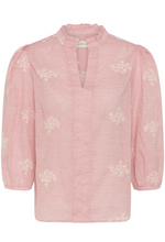 Lade das Bild in den Galerie-Viewer, Rote Schlupfbluse mit weißem Flowerprint, V-Ausschnitt Wunderwerk Oldenburg