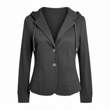 Lade das Bild in den Galerie-Viewer, Dunkelbrauner Blazer mit Kapuze und Knopfverschluss und zwei aufgesetzte Taschen, Wunderwerk Oldenburg