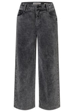 Lade das Bild in den Galerie-Viewer, Lässige Wide Fit Hose aus Breitcord mit geradem Bein und Culotte-Länge in Schwarz-grau, Wunderwerk Oldenburg