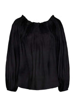 Lade das Bild in den Galerie-Viewer, Schwarze locker fallende Bluse mit gerafften breitem Ausschnitt Wunderwerk Oldenburg