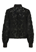 Lade das Bild in den Galerie-Viewer, Transparente schwarze Bluse mit Hemdkragen und verdeckter Knopfleiste, wunderwerk Oldenburg