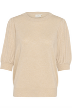 Lade das Bild in den Galerie-Viewer, Sandfarbener Kurzarmpullover mit Rundhals und kleine Puffärmeln Wunderwerk Oldenburg
