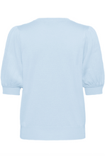 Lade das Bild in den Galerie-Viewer, hellblauerfarbener Kurzarmpullover mit Rundhals und kleine Puffärmeln Wunderwerk Oldenburg