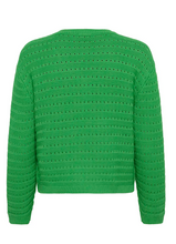 Lade das Bild in den Galerie-Viewer, grasgrüner Pullover mit Lochstrickmuster und V-Ausschnitt, Wunderwerk Oldenburg