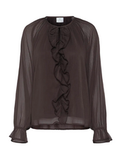 Lade das Bild in den Galerie-Viewer, Dunkelbraune Chiffon Bluse mit Volant, Wunderwerk Oldenburg