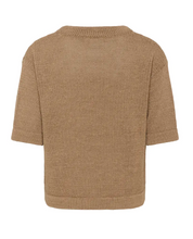 Lade das Bild in den Galerie-Viewer, Kurzarmstrickpullover in cappucinofarbend mit Rundhals, Wunderwerk Oldenburg