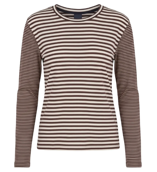 Braun offwhite gestreiftes Langarmshirt mit Rundhals Wunderwerk Oldenburg