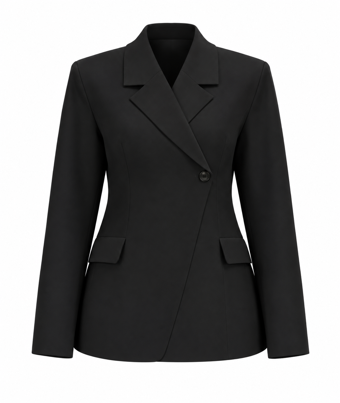 Asymmetrischer schwarzer Blazer mit 1 Knopfverschluss, Wunderwerk Oldenburg