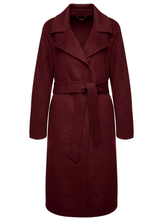 Lade das Bild in den Galerie-Viewer, Grauer langer Wollmantel mit Kragen und Bindegürtel, Wunderwerk Oldenburg