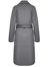 Lade das Bild in den Galerie-Viewer, Grauer langer Wollmantel mit Kragen und Bindegürtel, Wunderwerk Oldenburg