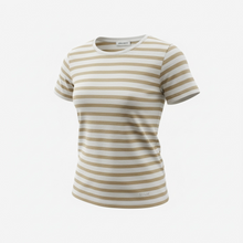 Lade das Bild in den Galerie-Viewer, Gestreiftes T-shirt in White und sand mit Rundhals, Wunderwerk Oldenburg