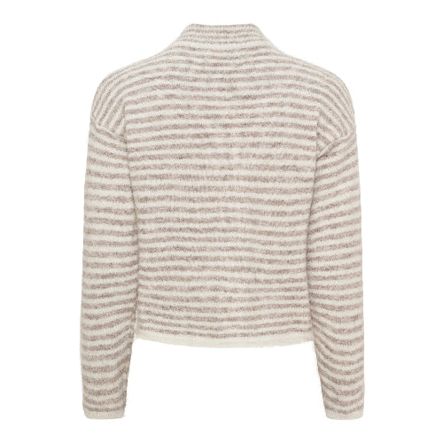 Beige creme gestreifter Cardigan mit Reißverschluss Wunderwerk Oldenburg