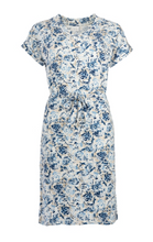 Lade das Bild in den Galerie-Viewer, Kleid in marine mit floralem Print mit Bindegürtel und kurzen Ärmeln, Wunderwerk Oldenburg