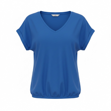 Lade das Bild in den Galerie-Viewer, royalblaues T-shirt mit V-Ausschnitt und kleinem Gummibund Wunderwerk oldenburg