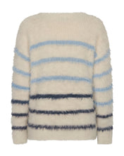 Lade das Bild in den Galerie-Viewer, Kuschelpullover in creme mit Rundhals und 3 hellblauen und 3 dunkelblauen Streifen, Wunderwerk oldenburg