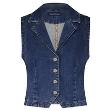 Lade das Bild in den Galerie-Viewer, Blaue Jeans Weste mit Reverskragen und vier Knöpfen vorne, Wunderwerk Oldenburg