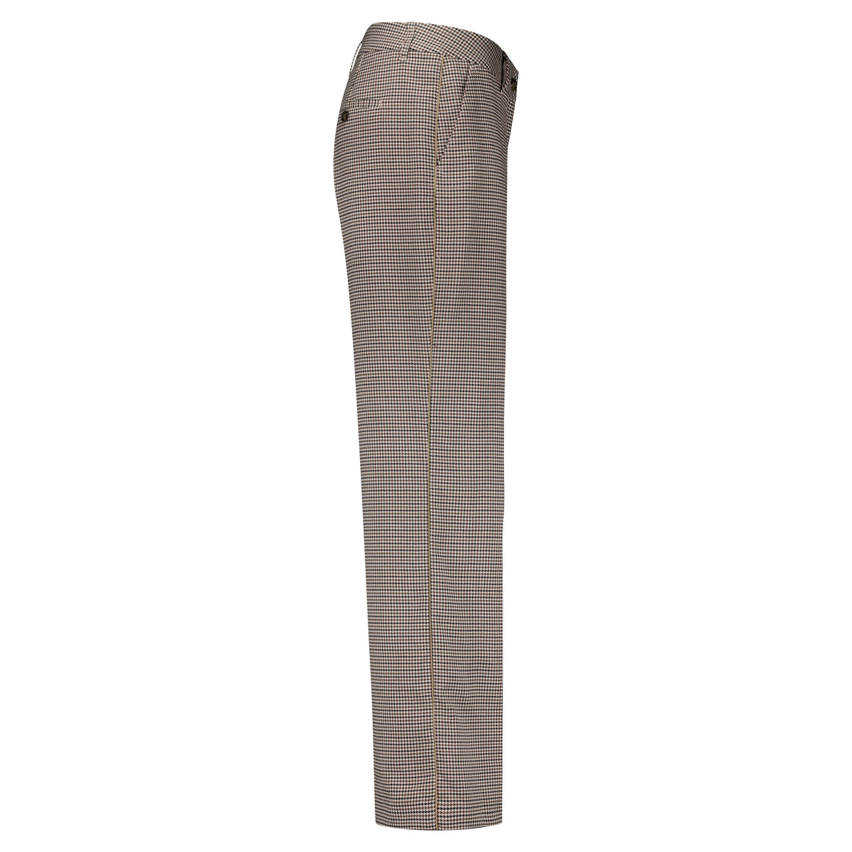 Stoffhose mit Hahntrittmuster und geradem Beinverlauf in braun creme gehalten, Wunderwerk Oldenburg