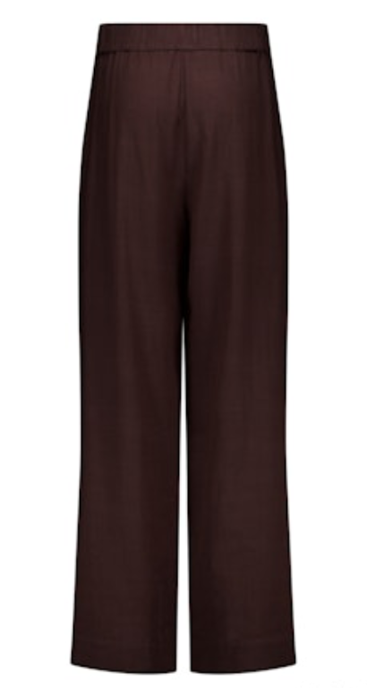 Weite, gerade geschnittene Leinenhose mit schmalem Bindeband in Braun
