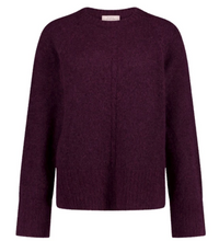 Lade das Bild in den Galerie-Viewer, Auberginefarbener Wollpullover mit Rundhals und langen Ärmeln Wunderwerk Oldenburg