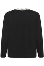 Lade das Bild in den Galerie-Viewer, Schwarzer Pullover mit Spitze am V-Ausschnitt Wunderwerk Oldenburg
