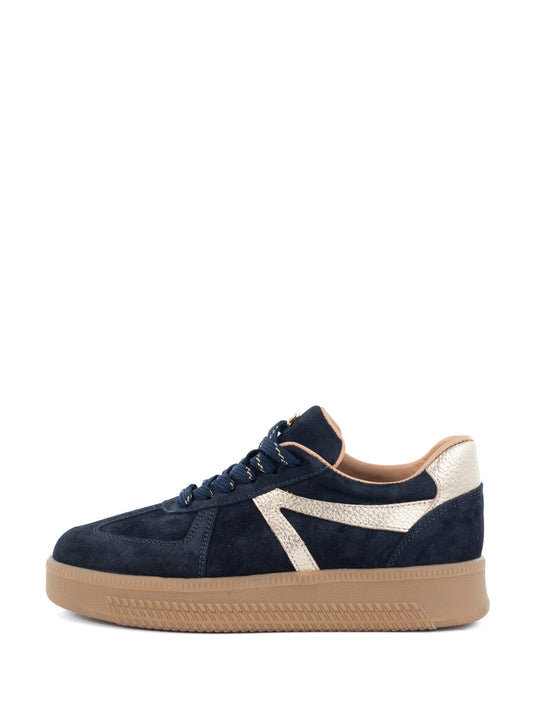 Sneaker in dunkelblau mit gold in Wildleder und Leder, Wunderwerk Oldenburg
