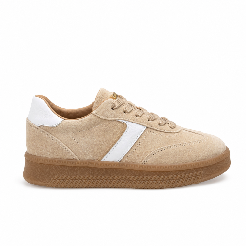 Sneaker mit Veloursleder, kontrastierenden Details in beige-white-gold und Gummisohle Wunderwerk Oldenburg