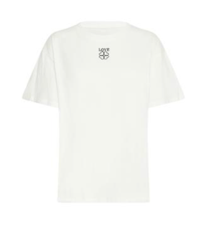 T-shirt in Snow White mit Rundhals und Love Aufschrift, sowie vier kleinen Herzen zum Kleeblatt, Einheitsgröße, Wunderwerk Oldenburg