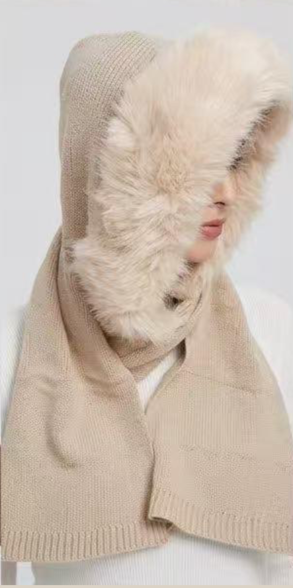 Balaclava Kapuzenschal mit Pelz
