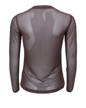 Lade das Bild in den Galerie-Viewer, Transparentes Lanarmshirt mit Rundhalsausschnitt in der Farbe coffee, Wunderwerk Oldenburg
