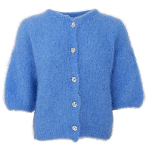 Mohaircardigan in hellblau mit glitzernden Knöpfen und halben Arm, Wunderwerk Oldenburg