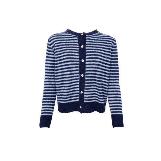 Strickjacke mit Streifenmuster und Rundhalsausschnitt in Navy Wunderwerk Oldenburg