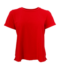 Lade das Bild in den Galerie-Viewer, Rotes T-Shirt mit Rundhals und Umschlag am Ärmel, Wunderwerk Oldenburg

