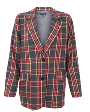Lade das Bild in den Galerie-Viewer, Klassischer Karoblazer in bordeaux und grau mit Knopfverschluss, Wunderwerk Oldenburg
