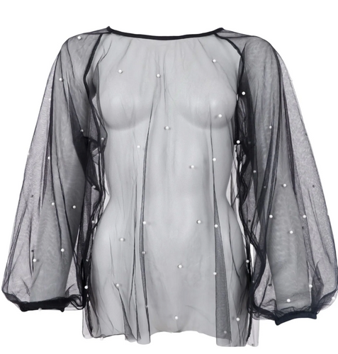 Transparente schwarze Blusen mit Perlen Wunderwerk Oldenburg