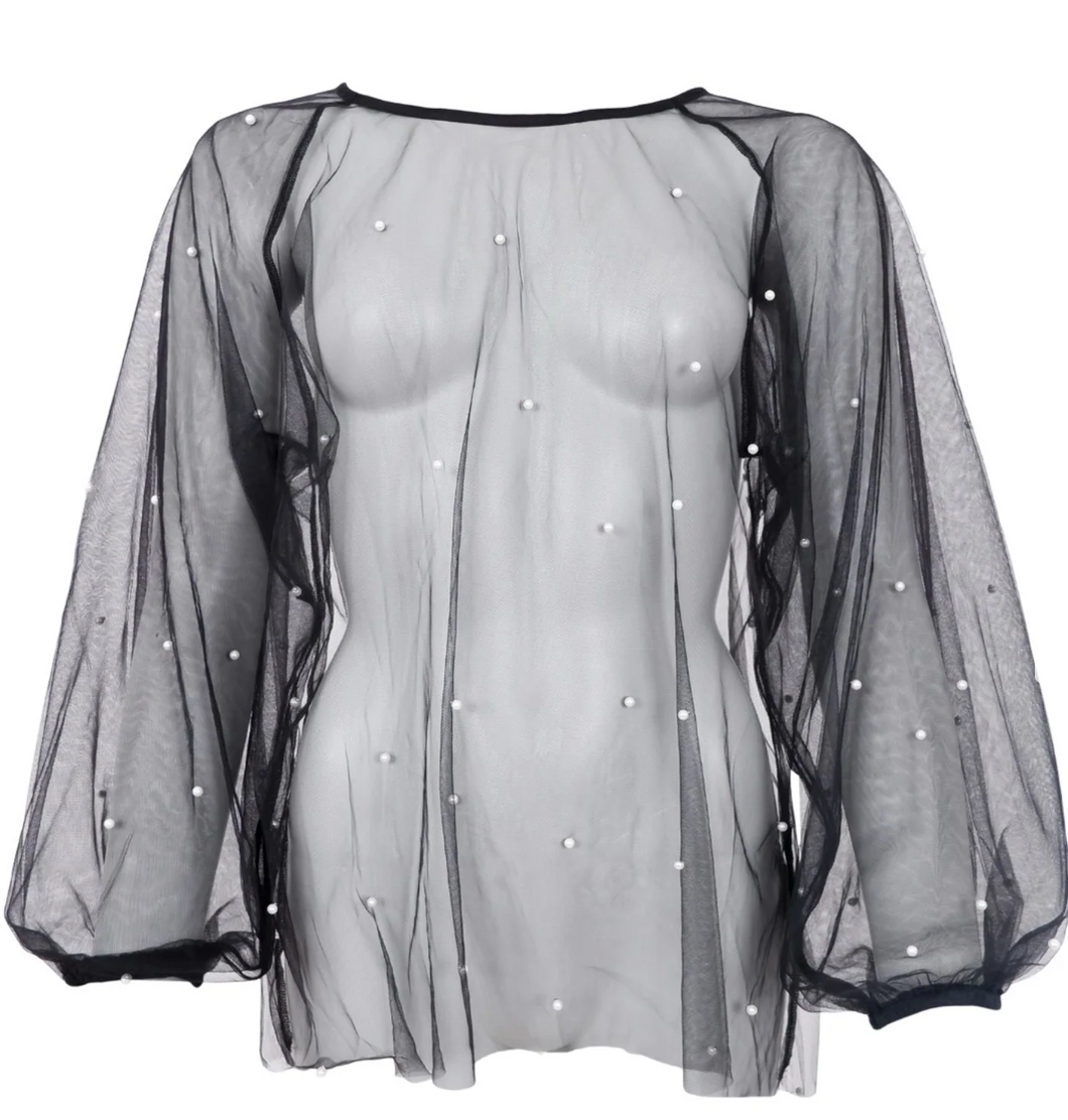 Transparente schwarze Blusen mit Perlen Wunderwerk Oldenburg
