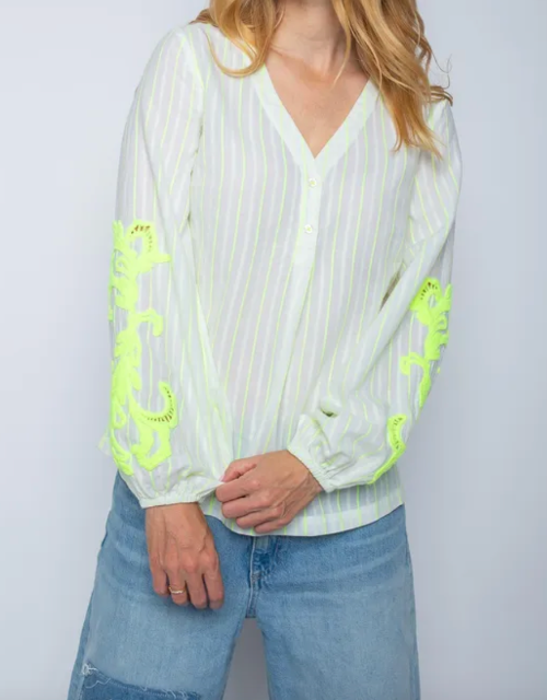 Bluse mit yellow Streifen und Stickerei Wunderwerk Oldenburg