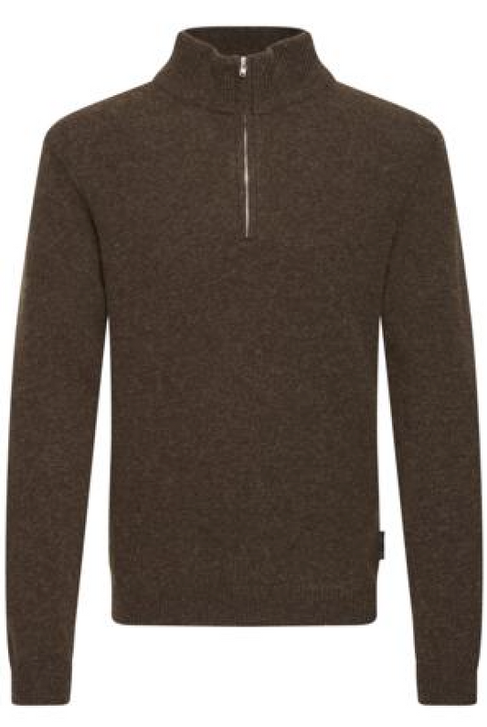 Brauner Wollpullover mit kleinem Stehkragen und Zipper, Wunderwerk Oldenburg