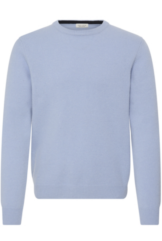 Hellblauer Lamm Woll Pullover mit Rundhals, wunderwerk Oldenburg