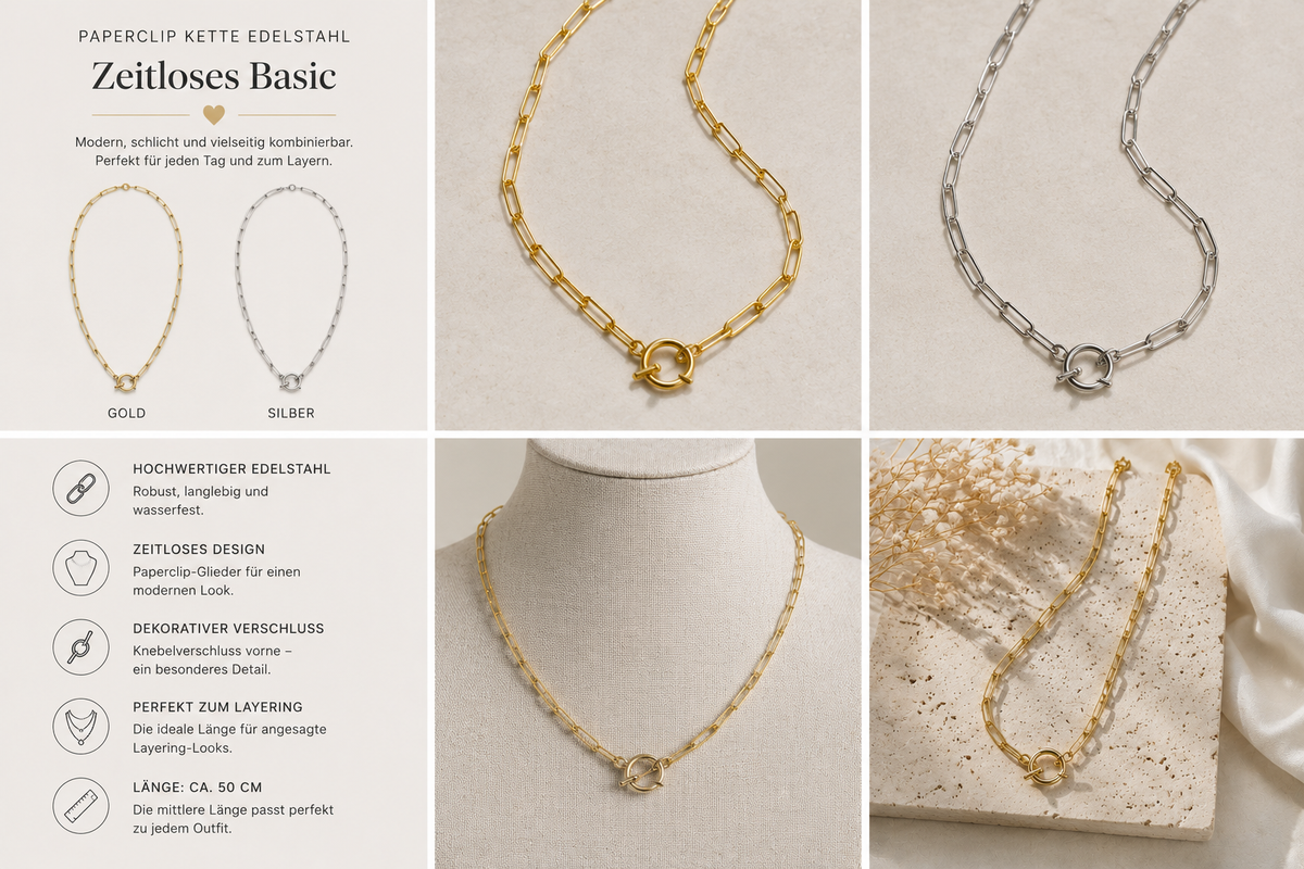 Paperclip Kette Edelstahl