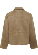 Lade das Bild in den Galerie-Viewer, Hellbraune Velour Jacke mit Hemdkragen und dunkelbraunen Knöpfen, Wunderwerk Oldenburg
