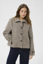 Lade das Bild in den Galerie-Viewer, Braun beige Karierte jacke mit Wollanteil Wunderwerk Oldenburg

