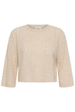 Lade das Bild in den Galerie-Viewer, 100% Wollpullover mit feinem Strukturmuster, Rundhalsausschnitt und 3/4-Ärmeln in beige Wunderwerk Oldenburg
