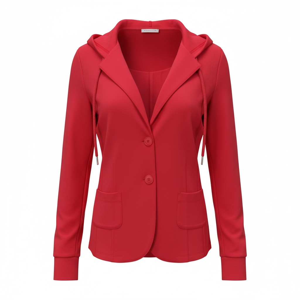 roter Blazer mit Kapuze und Knopfverschluss und zwei aufgesetzte Taschen, Wunderwerk Oldenburg
