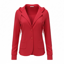 Lade das Bild in den Galerie-Viewer, roter Blazer mit Kapuze und Knopfverschluss und zwei aufgesetzte Taschen, Wunderwerk Oldenburg
