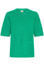 Lade das Bild in den Galerie-Viewer, Halbarmes Feinstrickshirt mit Rundhalsausschnitt in grün Wunderwerk Oldenburg
